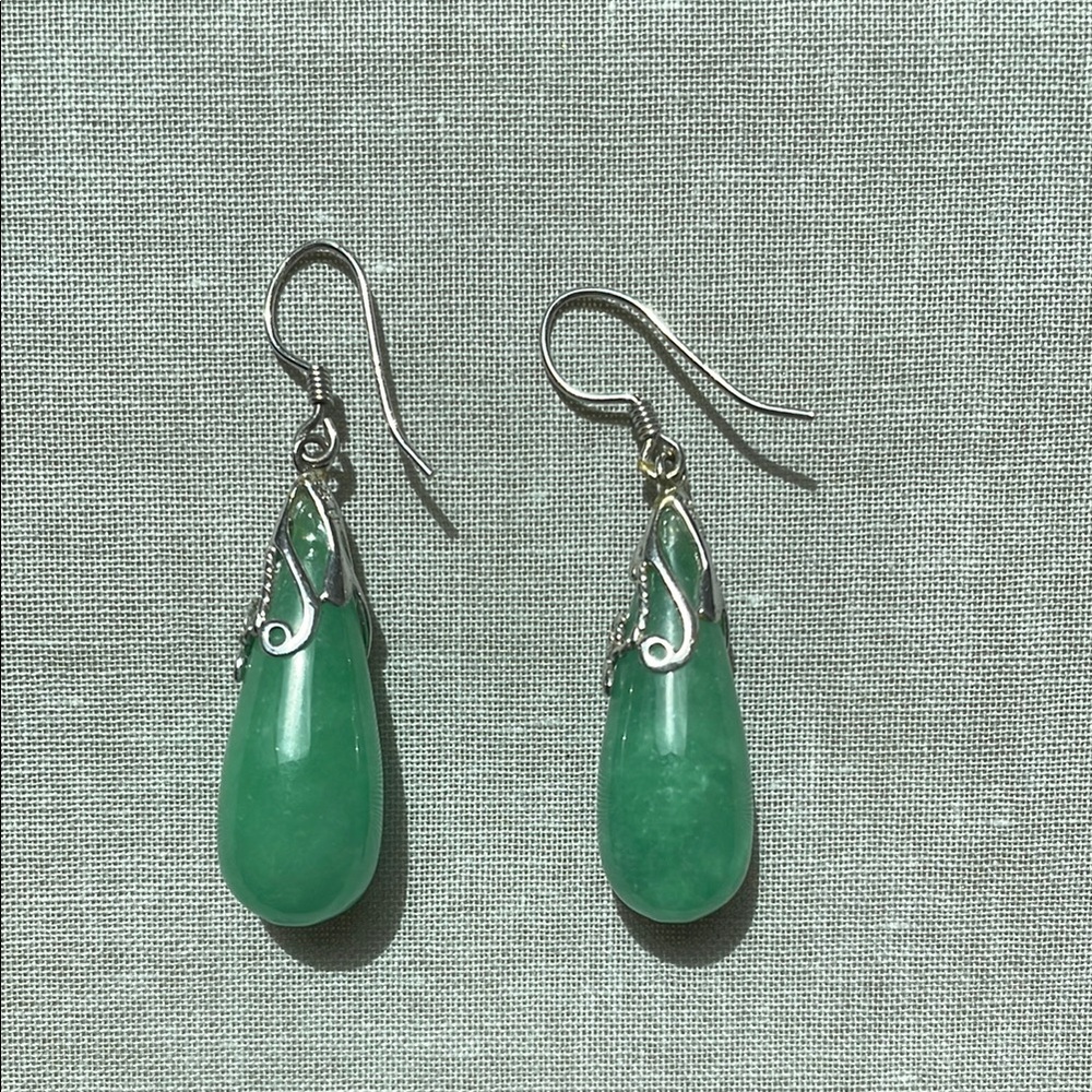 Ross-Simons Jade Teardrop Earrings in Sterling Silver - Picture 4 of 6
